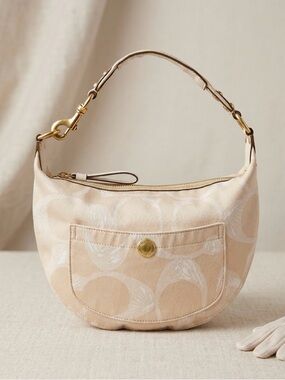 Coach Y2K Signature Optic Monogram Canvas Ergo Hobo Bag Butter Yellow